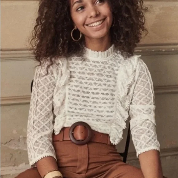 NWT Sezane Emma Blouse Ecru 10 - Picture 3 of 8
